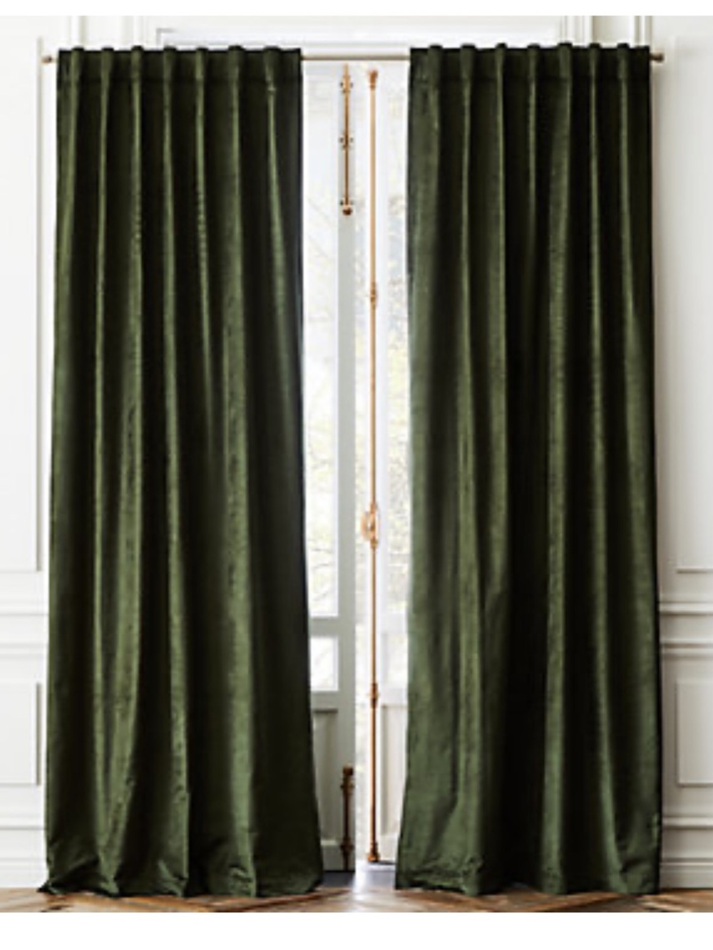 CB2 Cotton Viscose Velvet Curtain Panels in Evergreen